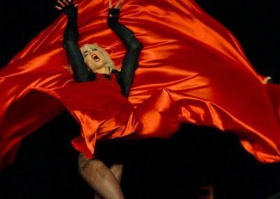 Sydney Burlesque Dancer Kelly Ann Doll live on stage as Lady Gaga for Doppleganger Dames