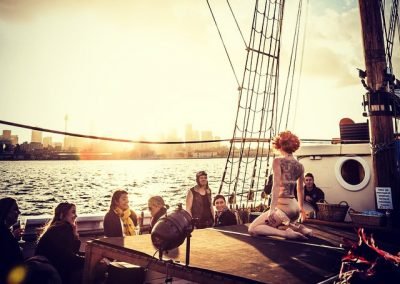 Sydney Burlesque Dancer Kelly Ann Doll live on board for Ship tease