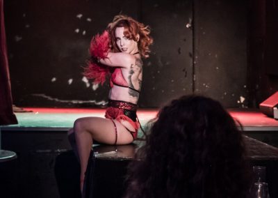 Sydney Burlesque Dancer Kelly Ann Doll live on stage at the Vanguard Newtown for The Saffron Club
